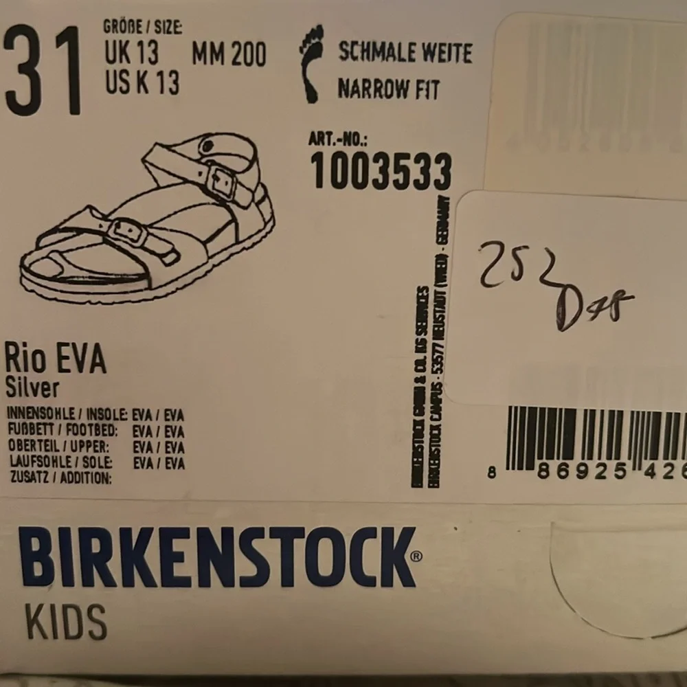 Birkenstock Kids' Essentials Rio Eva Sandal Toddler/Preschool | Silver | NEW/NWT